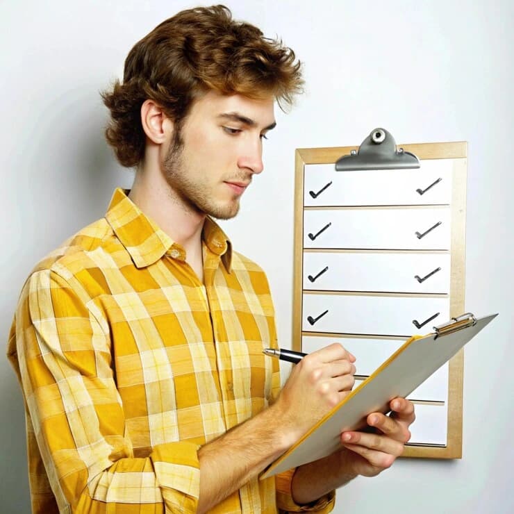 Man with clipboard checking eligibility criteria