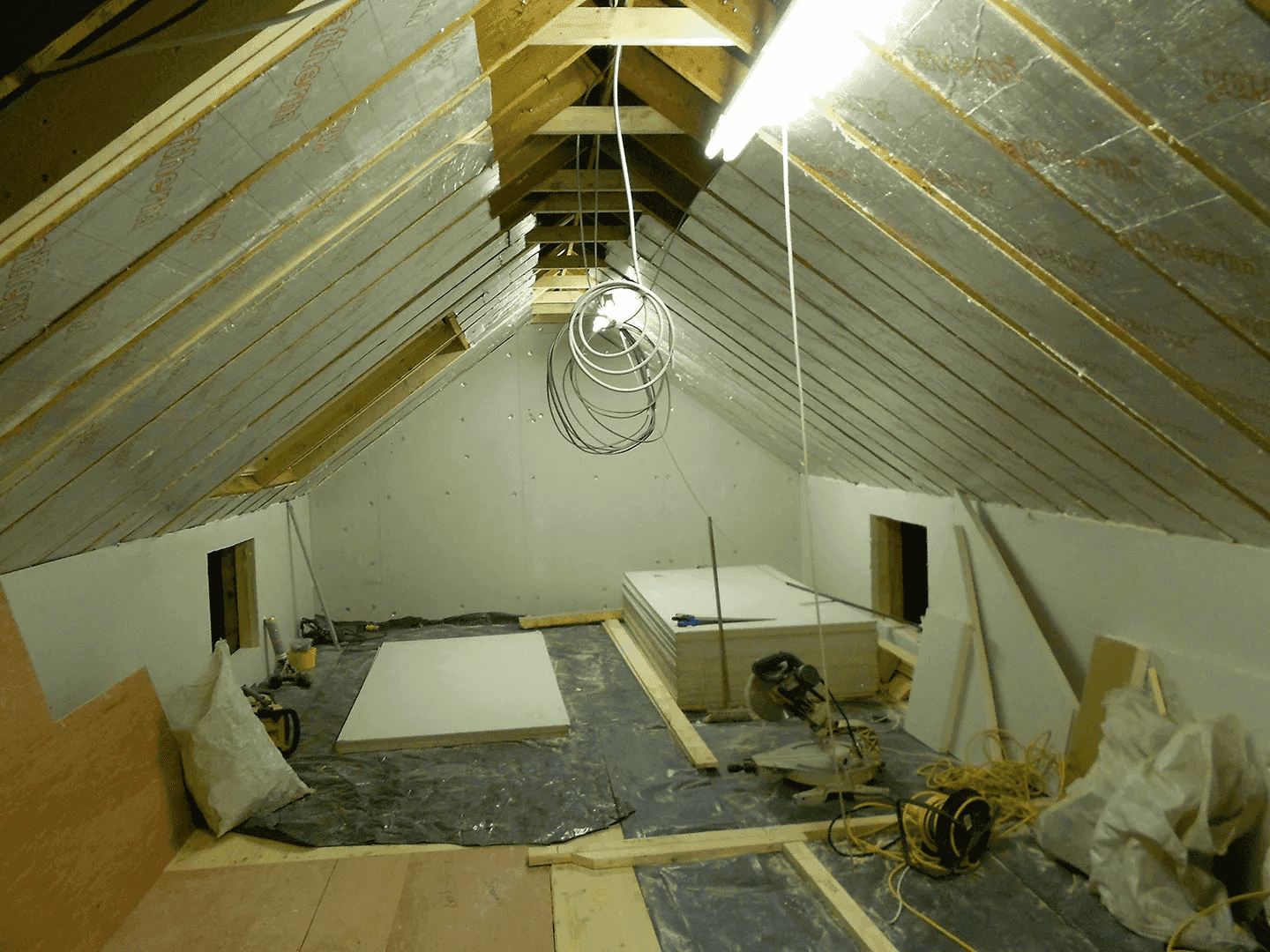 Professional central heating installation in progress