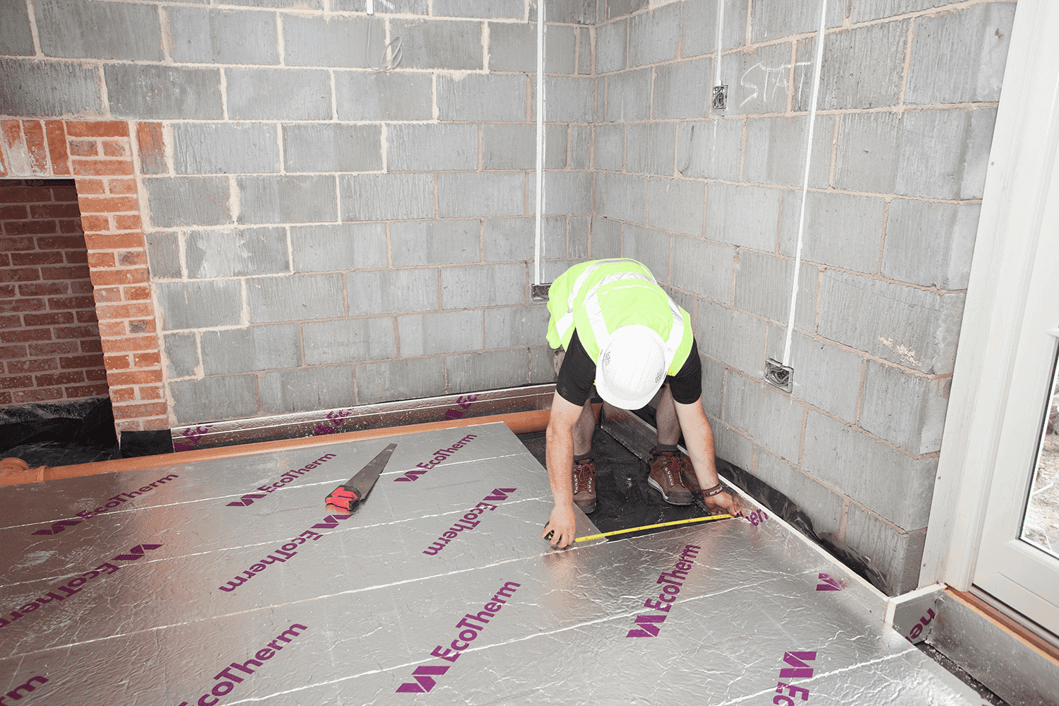 Professional central heating installation in progress