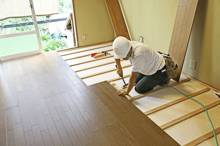 Professional central heating installation in progress