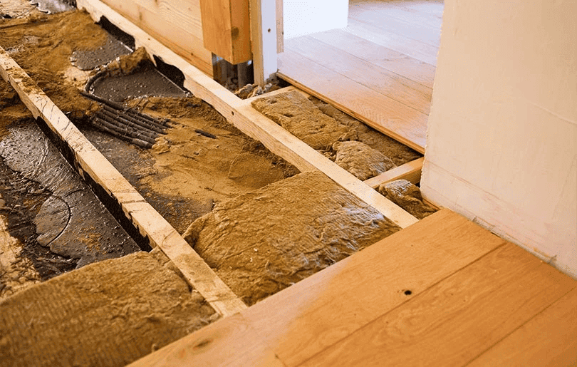 Professional central heating installation in progress